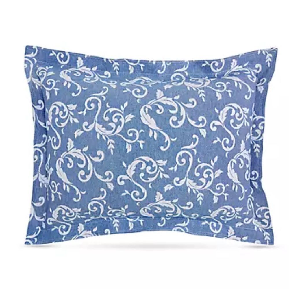 Lamont Home Annabella Bed Pillow Sham Set Blue Flora Print Standard Size